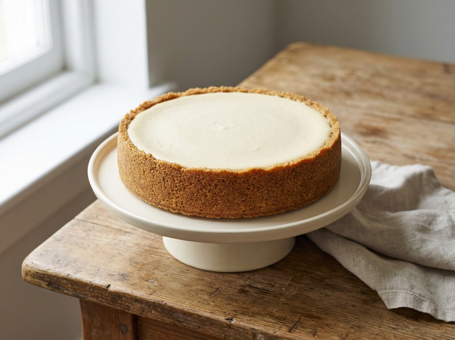 Baobab Fruit cheesecake — whole cake, top view