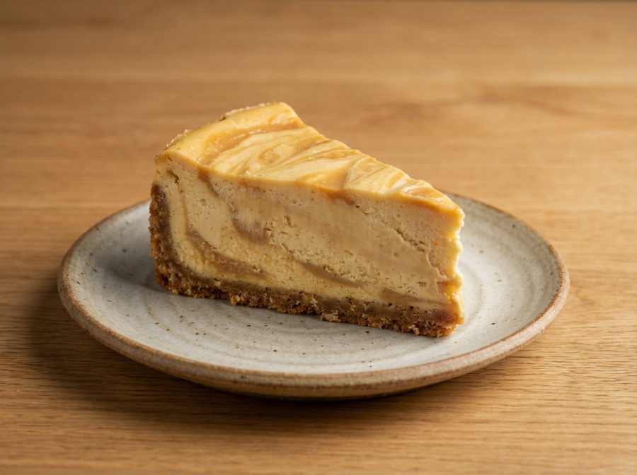 Caramel Pretzel cheesecake cross-section