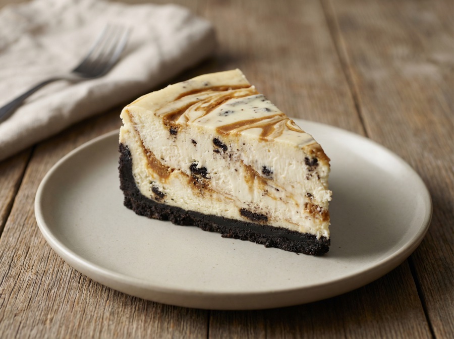 Cookie Monster cheesecake cross-section