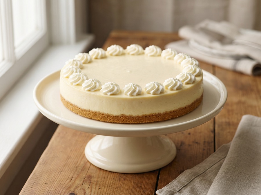 Key Lime Pie cheesecake — whole cake, top view