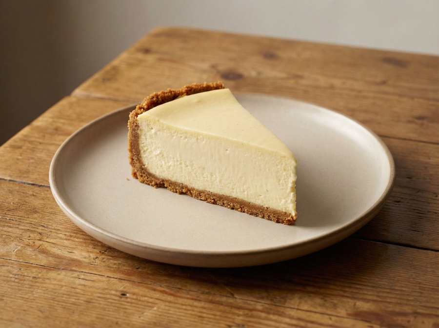 Lemon Cardamom with Ginger Crust cheesecake cross-section