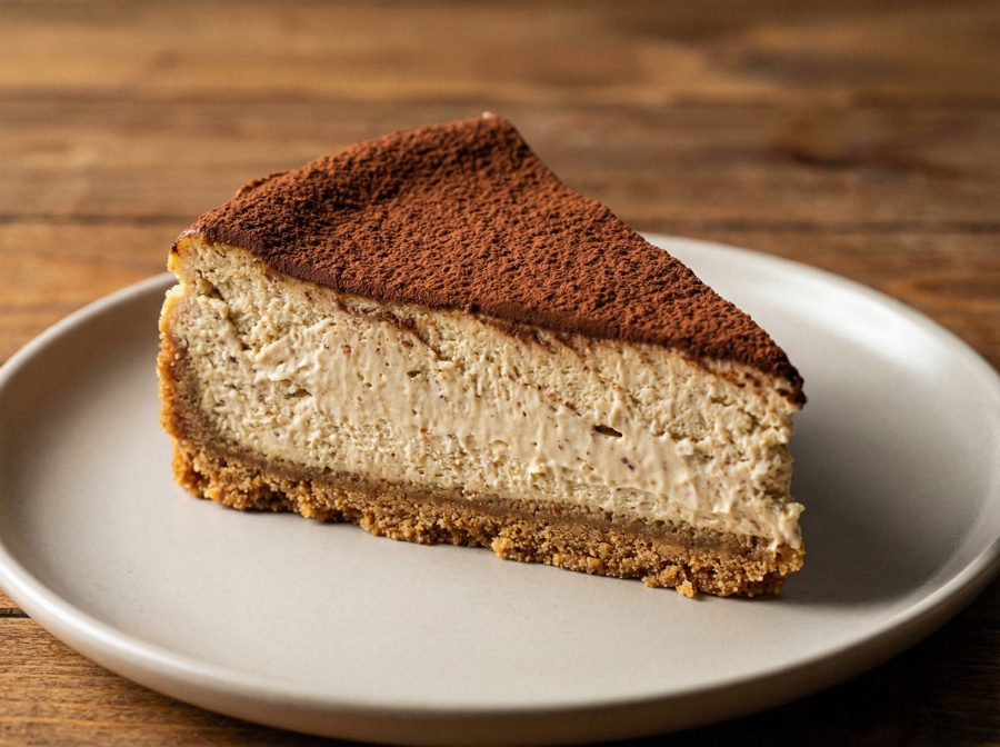 Tiramisu cheesecake cross-section