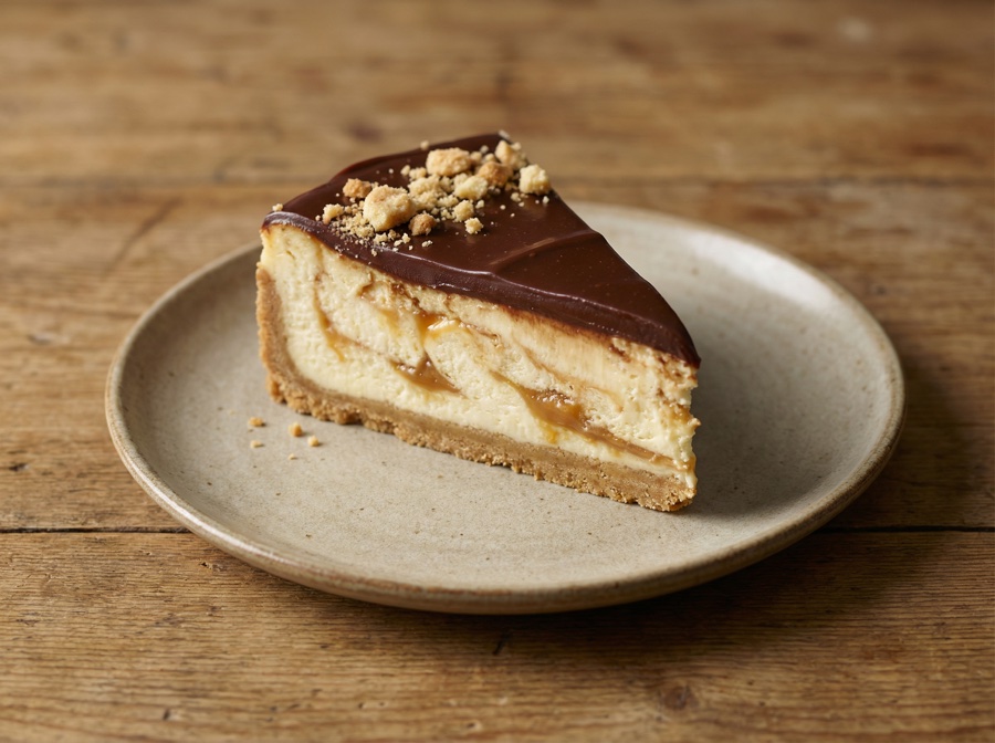 Twix cheesecake cross-section